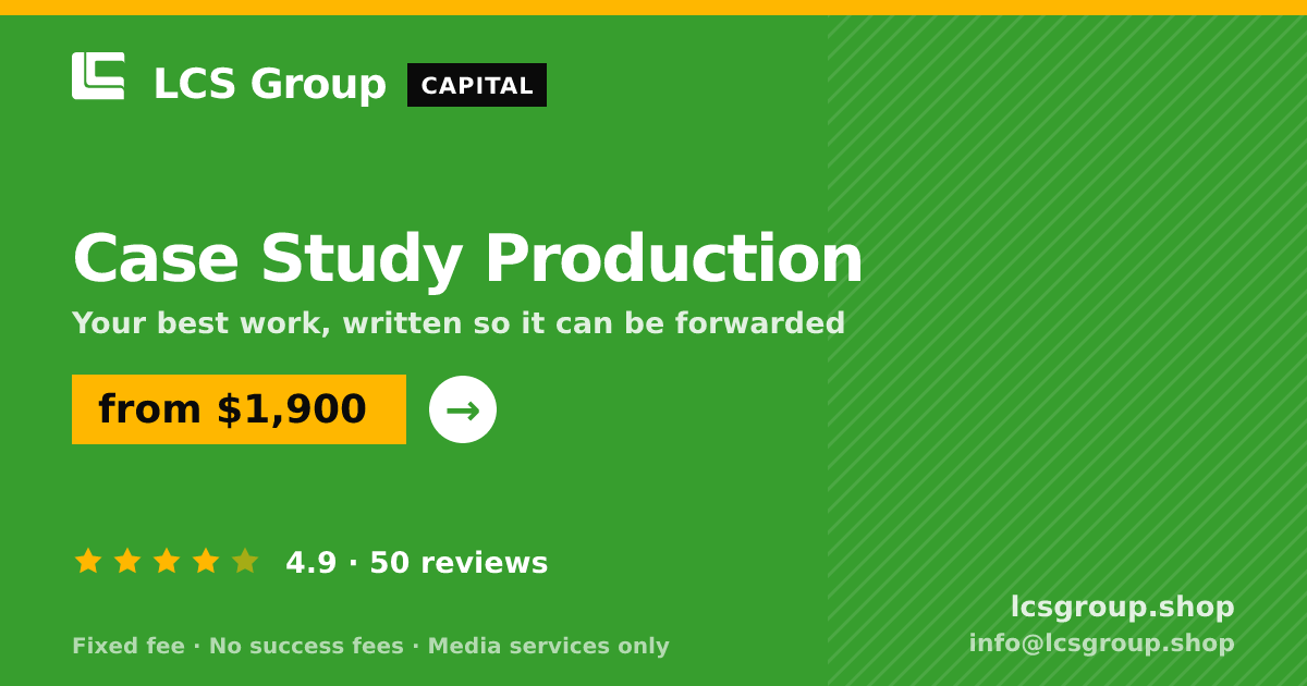 Case Study Production — from $1,900, rated 4.9/5 across 50 reviews. LCS Group Shop.