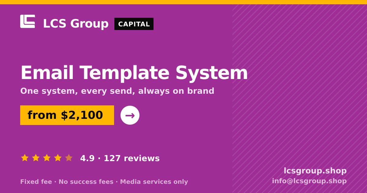 Email Template System — from $2,100, rated 4.9/5 across 127 reviews. LCS Group Shop.