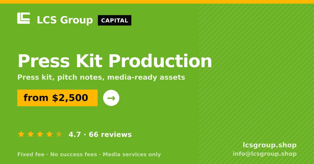 Press Kit Production — from $2,500, rated 4.7/5 across 66 reviews. LCS Group Shop.